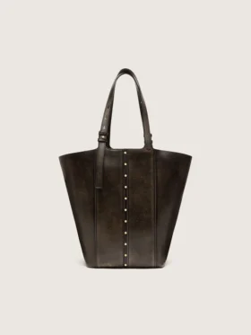 24/7 Bag North South in black distressed leather with adjustable handles