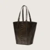 24/7 Bag North South in black distressed leather with adjustable handles