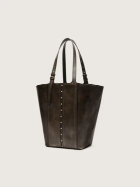 24/7 Bag North South in black distressed leather with adjustable handles