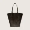 24/7 Bag North South in black distressed leather with adjustable handles