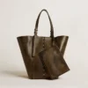 24/7 Bag North South in black distressed leather with adjustable handles
