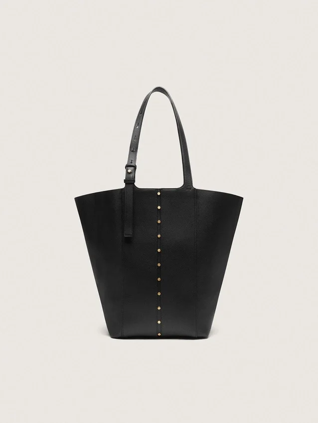 24/7 Bag North South in black leather with adjustable handles