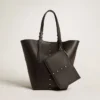 24/7 Bag North South in black leather with adjustable handles