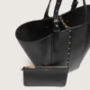 24/7 Bag North South in black leather with adjustable handles