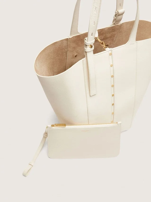 24/7 Bag North South in butter-colored leather with adjustable handles