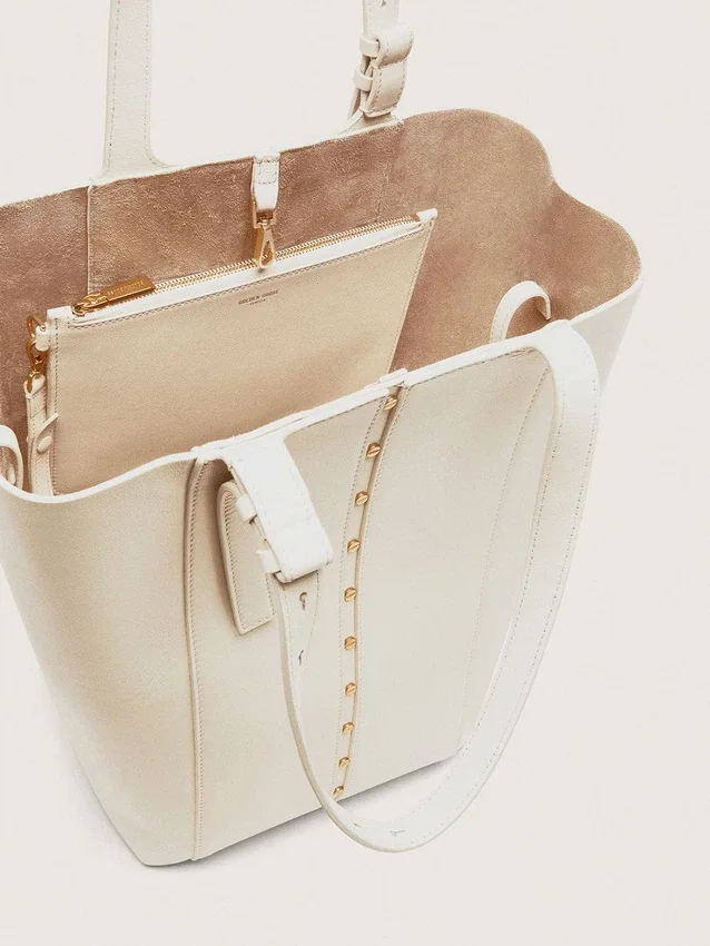 24/7 Bag North South in butter-colored leather with adjustable handles