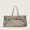 Anthracite canvas tote bag with embroidery and antique silver details