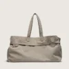 Anthracite canvas tote bag with embroidery and antique silver details