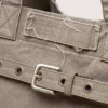 Anthracite canvas tote bag with embroidery and antique silver details