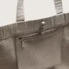 Anthracite canvas tote bag with embroidery and antique silver details