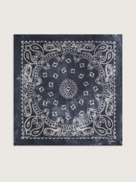 Anthracite gray scarf with paisley print