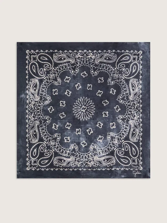 Anthracite gray scarf with paisley print