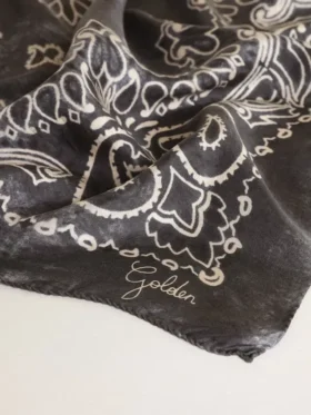 Anthracite gray scarf with paisley print