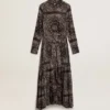 Anthracite-gray shirt dress with paisley print
