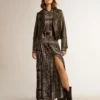 Anthracite-gray shirt dress with paisley print