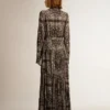 Anthracite-gray shirt dress with paisley print