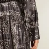 Anthracite-gray shirt dress with paisley print