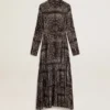 Anthracite-gray shirt dress with paisley print