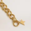 Antique gold-colored woven chain bracelet with star-shaped clasp
