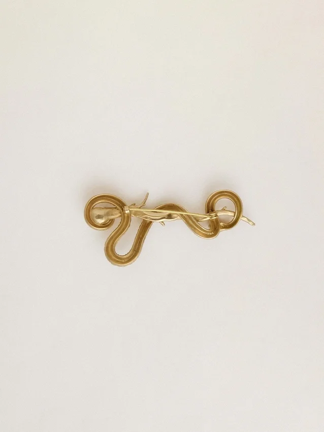 Antique gold snake-shaped pin