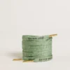 Aqua-green Lurex laces with contrasting black logo