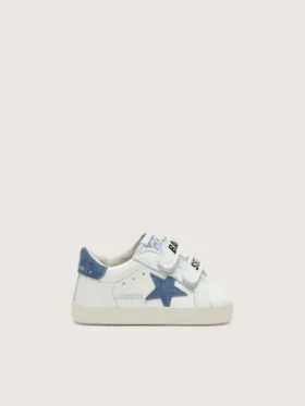 Baby Old School in white leather with denim-blue suede star