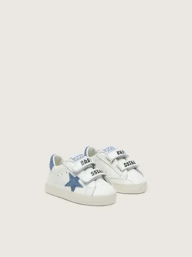 Baby Old School in white leather with denim-blue suede star