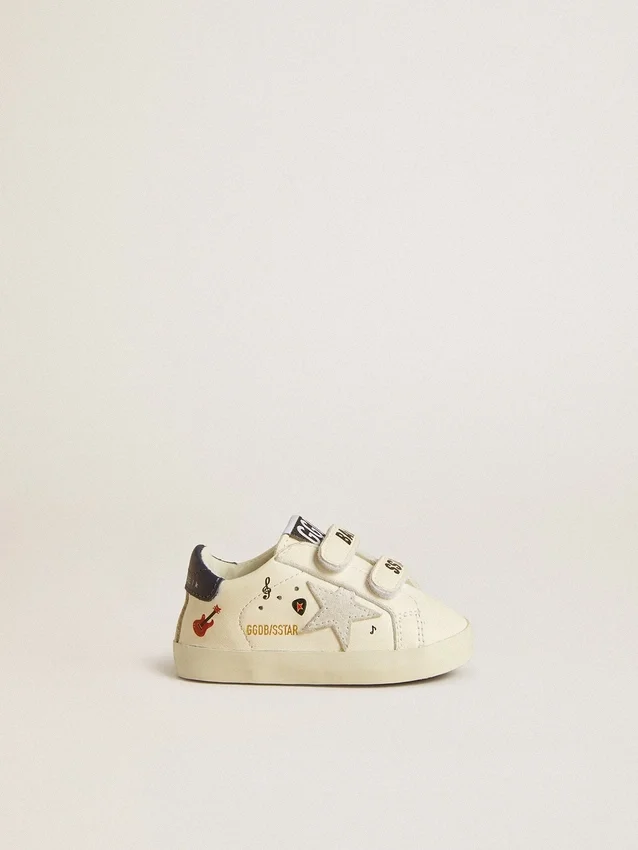 Baby School in nappa leather with musical print and white suede star