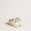 Baby School in nappa leather with pink rose motif and white suede star