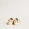 Baby School in nappa leather with pink rose motif and white suede star