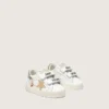 Baby School in nappa with beige suede star and mascot print