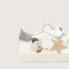 Baby School in nappa with beige suede star and mascot print