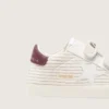 Baby School in velvet with white suede star and burgundy leather heel tab