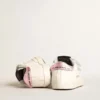 Baby School set in white nappa leather with pink leather heel tab