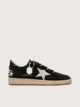 Ball Star in black suede with white star and Swarovski crystals