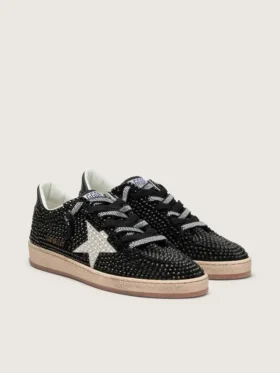 Ball Star in black suede with white star and Swarovski crystals