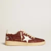 Ball Star in burgundy glitter with white leather star and heel tab