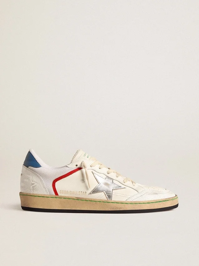 Ball Star in nappa and mesh with silver metallic leather star