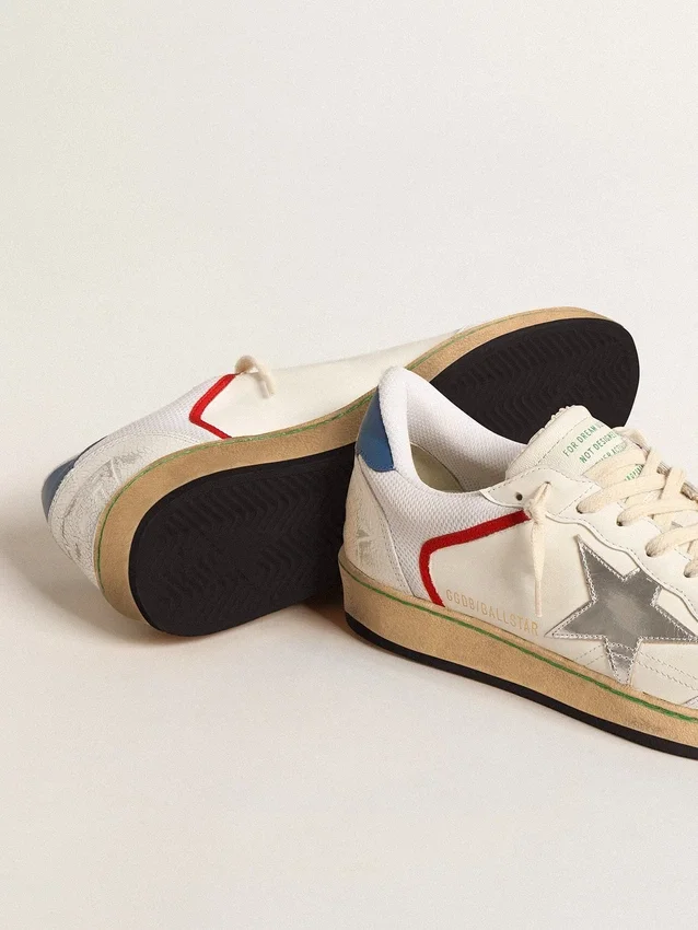 Ball Star in nappa and mesh with silver metallic leather star