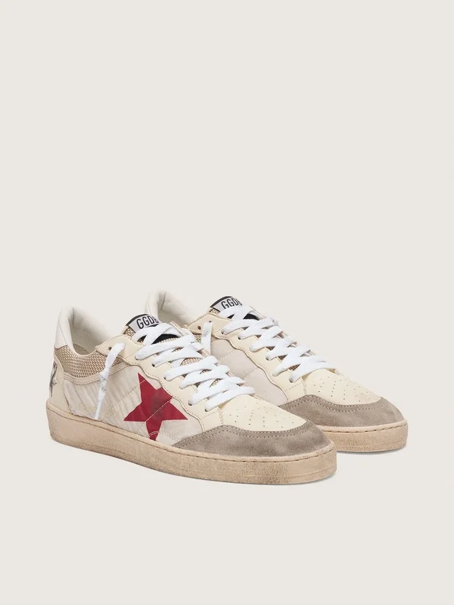 Ball Star in nylon and white mesh with red nylon star and white leather heel tab