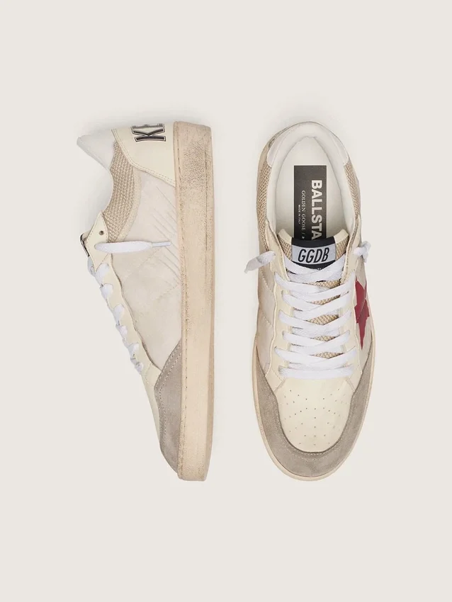 Ball Star in nylon and white mesh with red nylon star and white leather heel tab