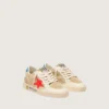 Ball Star Junior in beige suede with red star and light blue heel tab