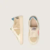 Ball Star Junior in beige suede with red star and light blue heel tab