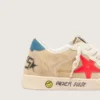 Ball Star Junior in beige suede with red star and light blue heel tab