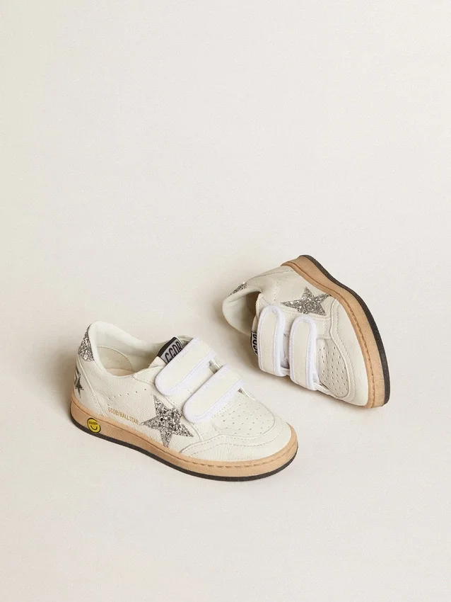 Ball Star Junior in nappa with silver glitter star and heel tab