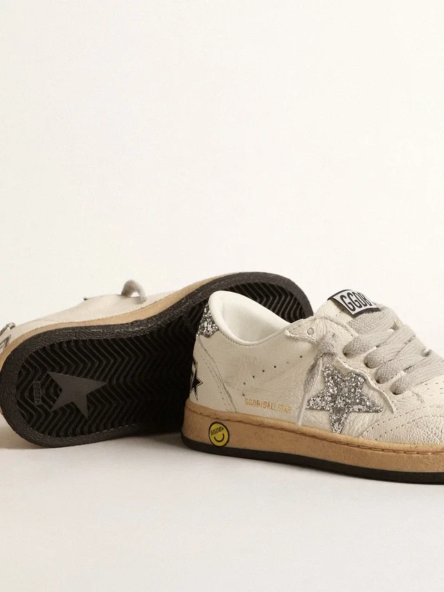 Ball Star Junior in nappa with silver glitter star and heel tab