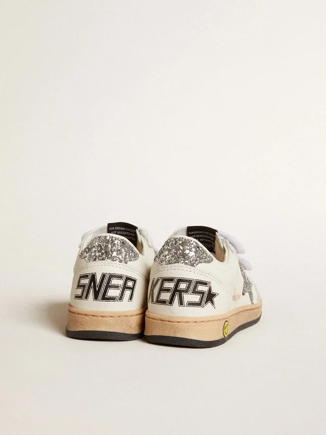 Ball Star Junior in nappa with silver glitter star and heel tab