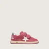 Ball Star Junior in red suede with white leather star and metallic silver heel tab