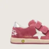 Ball Star Junior in red suede with white leather star and metallic silver heel tab