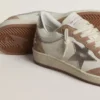 Ball Star LTD in white nappa leather and old rose suede with metallic silver leather star and heel tab